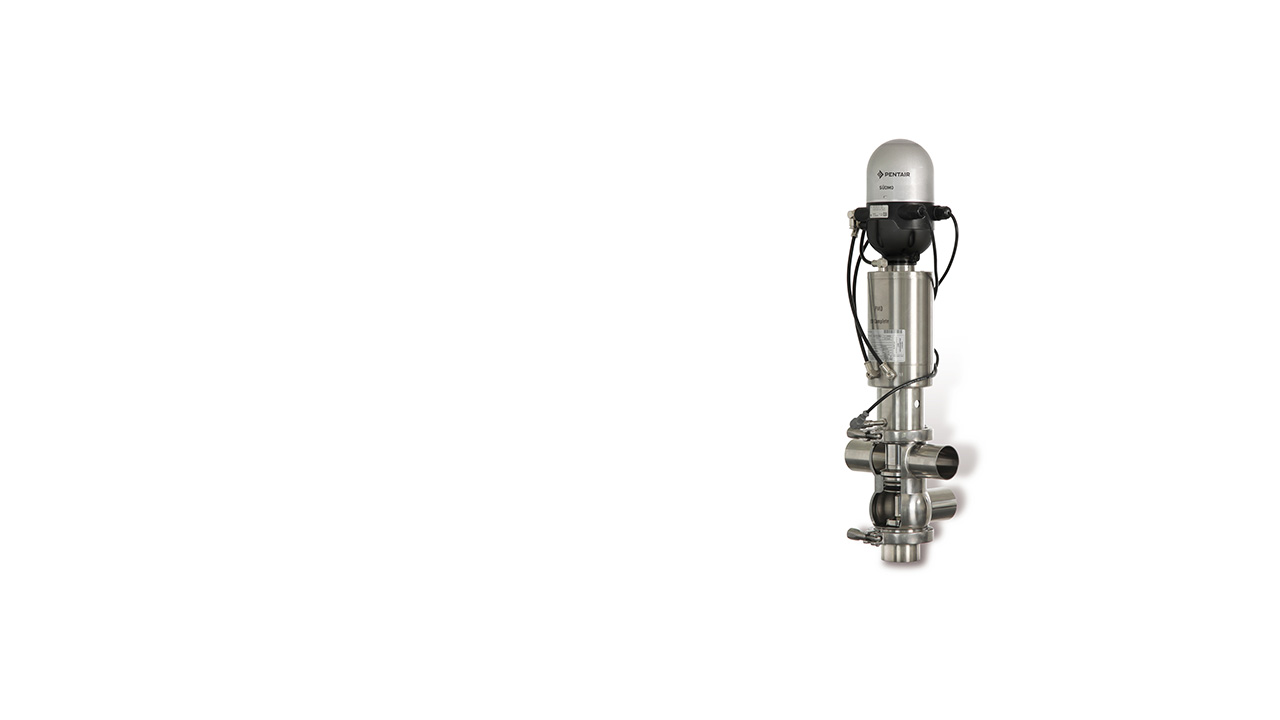 Hero Image The Pentair Südmo Double Seat Valve 365it Complete PMO is a mix-proof valve with a unique Pentair patented deflector, ensuring process safety and efficiency.