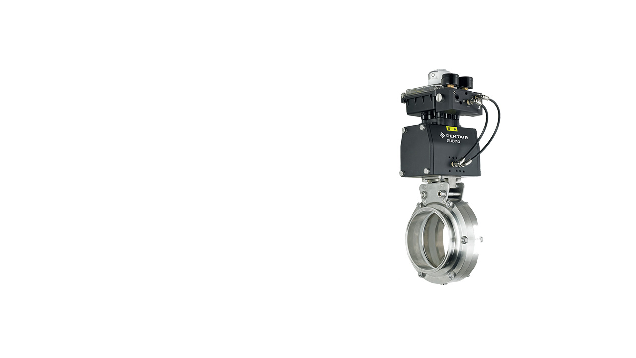Hero Image Südmo Powder Butterfly Valves F250P/F251P are used in powder conveying/transport applications, featuring both manual and pneumatic drive options.