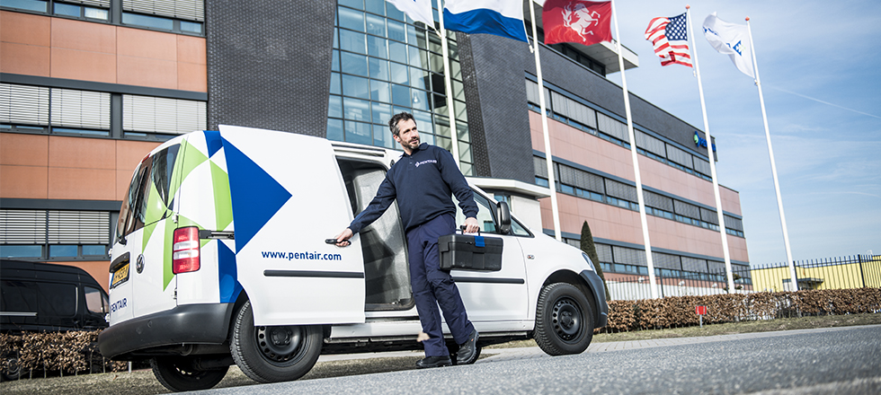 Hero Image Service car at Pentair office